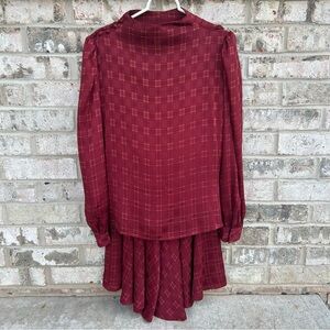 Vintage Nathan Road Burgundy Gold Plaid Two-Piece Set Sz M